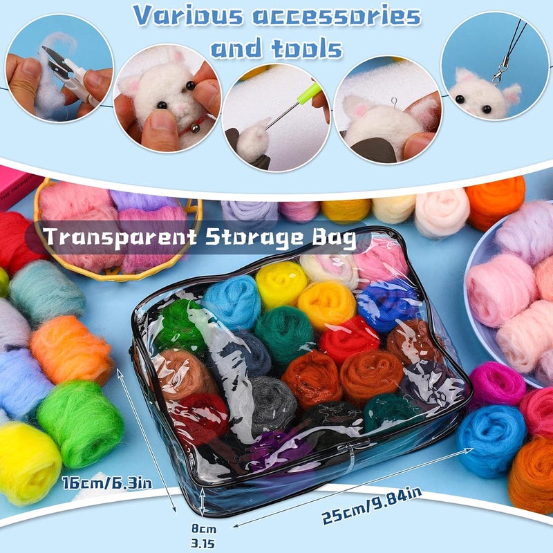 SOCNITC 70 Colors Needle Felting Kit, Wool Felting Kit for Beginner, Felting Needles Wool Roving Needle Felting Supplies with Needle Felting Tools for DIY Animals Handmade Crafts Decoration - Image 5